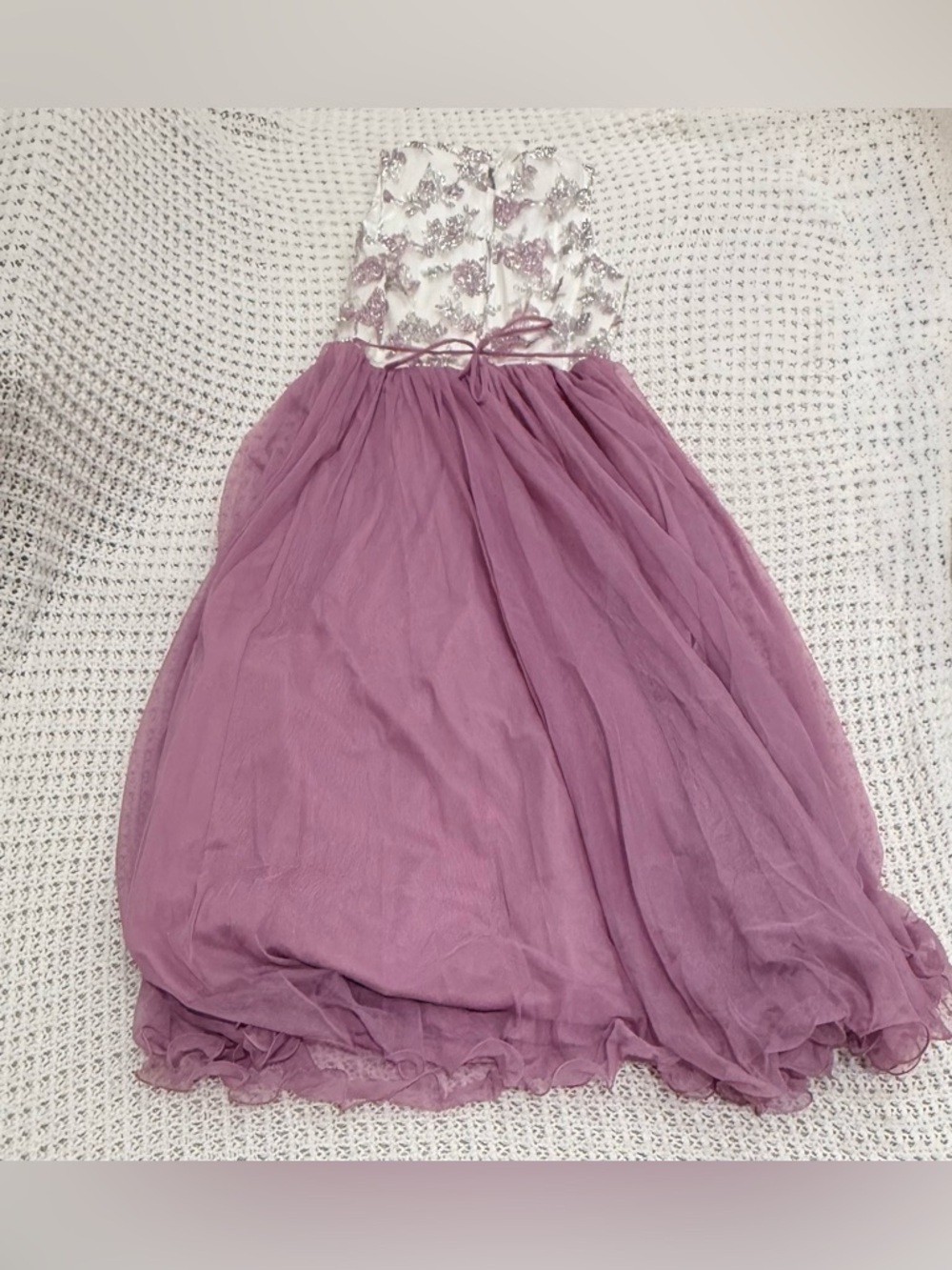 Speechless Big Girls Mock-Neck Tulle Maxi Dress in lilac size 14 - Picture 5 of 7